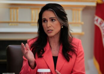 Director of National Intelligence Tulsi Gabbard speaks at a cabinet meeting in the Cabinet Room of the White House on August 26, 2025.