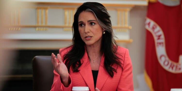 Director of National Intelligence Tulsi Gabbard speaks at a cabinet meeting in the Cabinet Room of the White House on August 26, 2025.