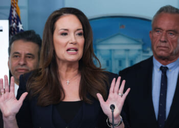 U.S. Secretary of Agriculture Brooke Rollins speaks during a news briefing.
