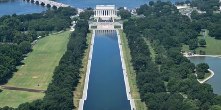 The National Mall Reflecting Pool in Washington, with the Lincoln Memorial at its head, is pictured in a photo on Friday.