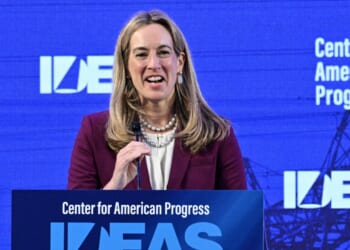 N.J. Governor Mikie Sherrill speaking at a podium