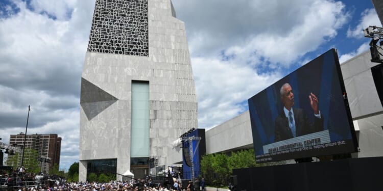 Former President Barak Obama speaks during opening day of the Barack Obama Presidential Center in Chicago, Illinois, on June 18, 2026.