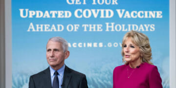 US First Lady Jill Biden speaks about Covid vaccinations alongside Dr. Anthony Fauci, White House Chief Medical Advisor and Director of the National Institute of Allergy and Infectious Diseases,