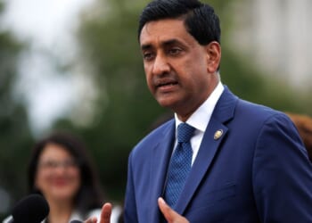 Rep. Ro Khanna speaks during a news conference on April 29, 2026, outside the U.S. Capitol in Washington, D.C.