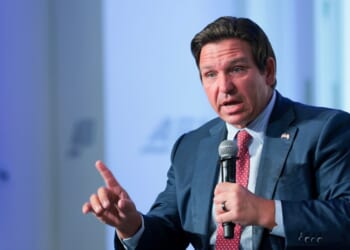 Florida Governor Ron DeSantis speaks at an event held at the American Enterprise Institute for Public Policy Research headquarters in Washington on June 3, 2026.