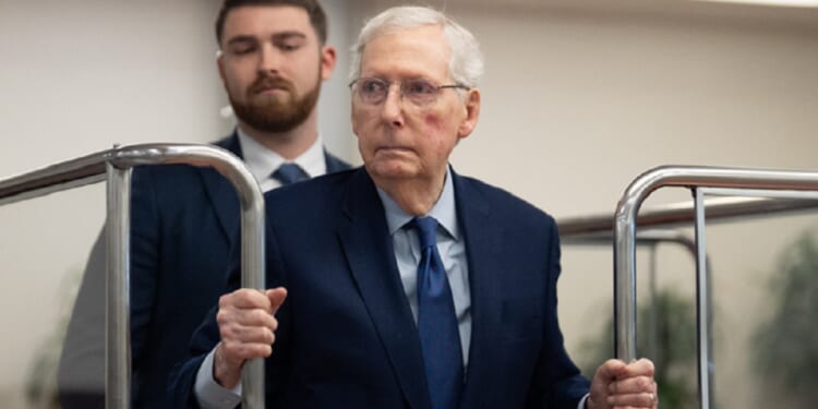 Republican Sen. Mitch McConnell, pictured in a January file photo arriving in the Senate.