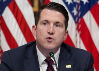 Assistant Attorney General Colin McDonald speaks during a roundtable discussion in the Eisenhower Executive Office Building on the White House Campus in Washington on May 26, 2026.