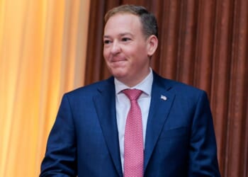 U.S. Environmental Protection Agency Administrator Lee Zeldin participates in a roundtable discussion on efforts to combat per- and polyfluoroalkyl substances at EPA headquarters on May 18, 2026, in Washington, D.C.