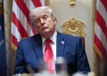 President Donald Trump listens to members of his Cabinet speak during a meeting in the Cabinet Room of the White House on May 27, 2026, in Washington, D.C.