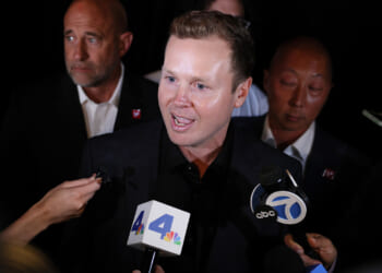 Spencer Pratt speaks to the press