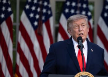 President Donald Trump speaks during a Rose Garden Club dinner at the White House on June 25, 2026, in Washington, D.C.