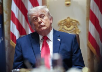 President Donald Trump listens to members of his Cabinet speak in the Cabinet Room of the White House in Washington on May 27, 2026.