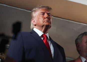 President Donald Trump looks on at the NBA Finals game between the New York Knicks and San Antonio Spurs in Madison Square Garden in New York City on June 8, 2026.