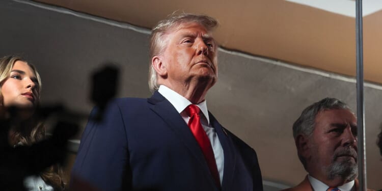 President Donald Trump looks on at the NBA Finals game between the New York Knicks and San Antonio Spurs in Madison Square Garden in New York City on June 8, 2026.