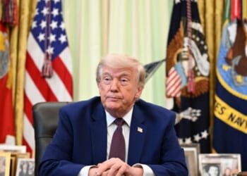 President Donald Trump speaks to the press in the Oval Office of the White House in Washington, D.C., on June 3, 2026.