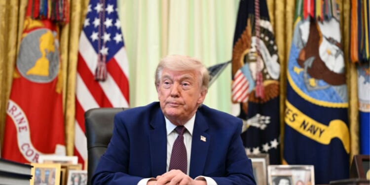 President Donald Trump speaks to the press in the Oval Office of the White House in Washington, D.C., on June 3, 2026.