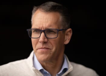 Iowa Republican gubernatorial candidate U.S. Rep Randy Feenstra speaks at a campaign event May 30 near Sioux Rapids, Iowa.