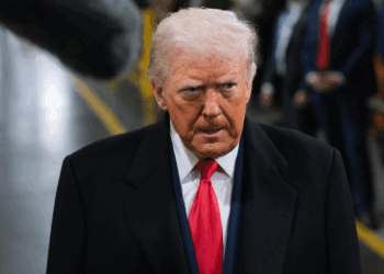 Trump in the Ford factory in Dearborn, Michigan.