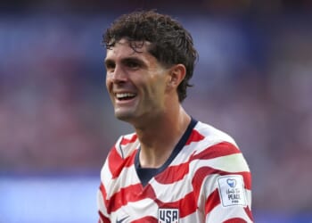 Christian Pulisic of the United States smiles during the FIFA World Cup 2026 Group D match between USA and Paraguay at Los Angeles Stadium in Los Angeles on June 12, 2026.