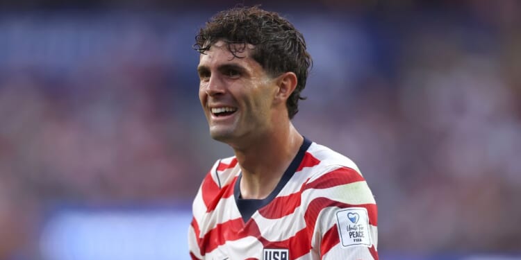 Christian Pulisic of the United States smiles during the FIFA World Cup 2026 Group D match between USA and Paraguay at Los Angeles Stadium in Los Angeles on June 12, 2026.