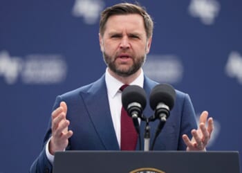 Vice President J.D. Vance speaks at an Air Force Academy graduation ceremony on May 28, 2026.