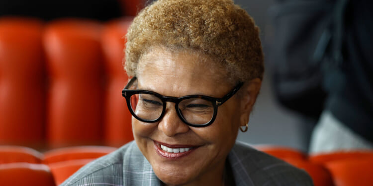Close-up of smiling LA Mayor Karen Bass