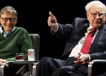Billionaire Warren Buffett, right, pictured with Bill Gates in a 2017 photo, has delayed his annual gift to the Gates Foundation pending a report on whether the organization had links to Jeffrey Epstein and, if so, how extensive they were.