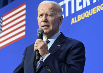US President Joe Biden speaks at a rally hosted by the Democratic Party of New Mexico at Ted M. Gallegos Community Center in Albuquerque, New Mexico, on November 3, 2022. (Photo by SAUL LOEB / AFP) (Photo by SAUL LOEB/AFP via Getty Images)