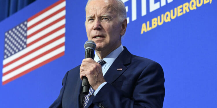 US President Joe Biden speaks at a rally hosted by the Democratic Party of New Mexico at Ted M. Gallegos Community Center in Albuquerque, New Mexico, on November 3, 2022. (Photo by SAUL LOEB / AFP) (Photo by SAUL LOEB/AFP via Getty Images)