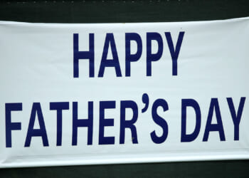 Happy Father's Day sign is seen during the final round of the 2019 U.S. Open at Pebble Beach Golf Links on June 16, 2019 in Pebble Beach, California. (Photo by Andrew Redington/Getty Images)