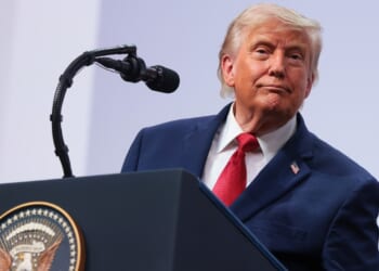 U.S. President Donald Trump at a podium
