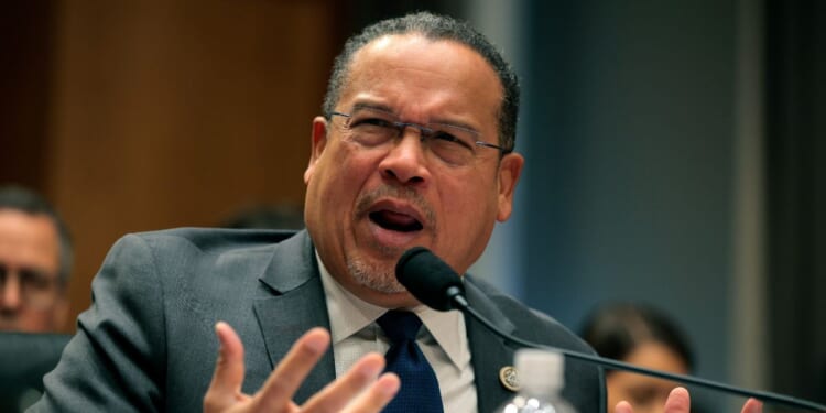 Minnesota Attorney General Keith Ellison testifies at a Senate Homeland Security and Governmental Affairs Committee hearing in the Dirksen Senate Office Building in Washington on Feb. 12, 2026.