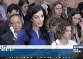 Screenshot of Mehek Cooke testifying in Ohio hearing on Medicaid fraud.