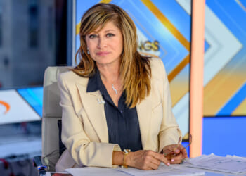 NEW YORK, NEW YORK - OCTOBER 29: Host Maria Bartiromo poses as New York City mayoral candidate Andrew Cuomo visits "Mornings With Maria" at Fox Business Network Studios on October 29, 2025 in New York City. (Photo by Roy Rochlin/Getty Images)