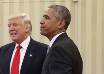 Trump posts fake image of Obamas on graffiti-covered Air Force One