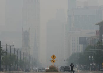 Wildfire smoke makes air unhealthy from the U.S. Midwest to East Coast. Officials say stay inside