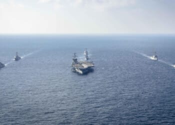 Navy carrier strike group patrolling tension-filled South China Sea