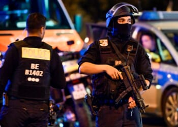 Berlin police on the scene of an Islamist attack on Saturday that killed on participant in a "gay pride" parade and left 29 wounded. The attacker was killed by police on Sunday.
