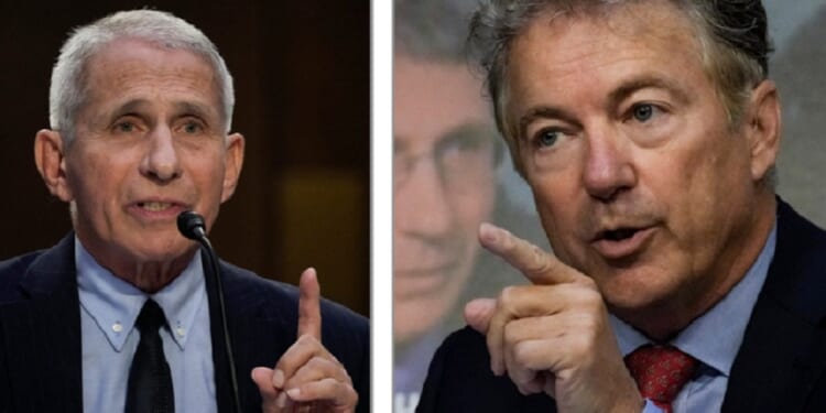 Dr. Anthony Fauci, left, former director of the National Institutes of Allergy and Infectious Diseases; Sen. Rand Paul of Kentucky, right.