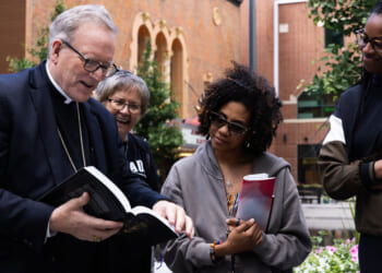 Bishop Robert Barron visits the St. Paul Street evangelists in Peace Plaza for an afternoon of proclaiming the gospel.