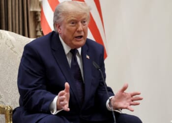 President Donald Trump speaks Wednesday at the NATO summit in Turkey.