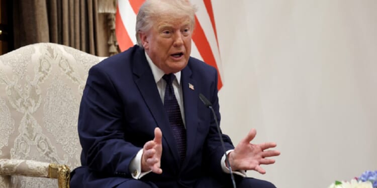 President Donald Trump speaks Wednesday at the NATO summit in Turkey.