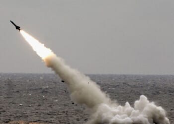 A Chinese submarine launches a missile in an offshore blockade exercise during the third phase of the Sino-Russian "Peace Mission 2005" joint military exercise, held Aug. 23, 2005, near China's Shandong Peninsula.
