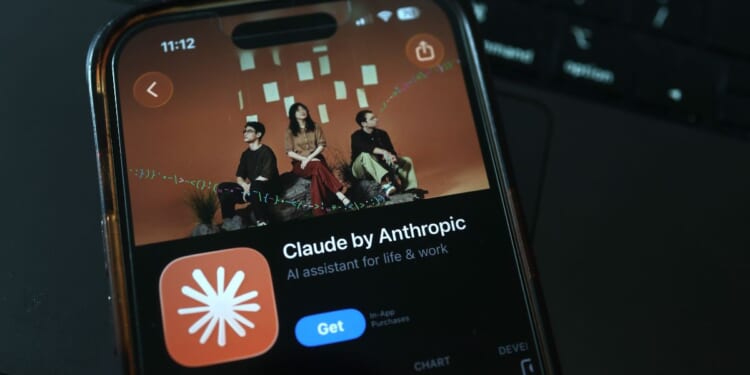 In this illustration, the Claude AI app is seen in the app store on a phone on Feb. 16, 2026, in New York City.