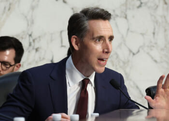Sen. Josh Hawley speaks during the confirmation hearing for acting Attorney General Todd Blanche.