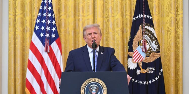 President Donald Trump addresses the nation from the East Room of the White House on July 16, 2026, in Washington, D.C.