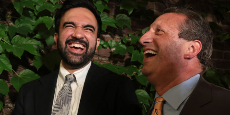 Zohran Mamdani shares a laugh with Democratic candidate Brad Lander.