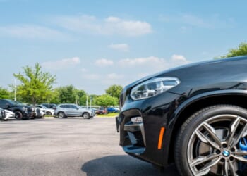 BMW vehicles are displayed for sale on a lot at the BMW of South Austin dealership on May 16, 2025, in Austin, Texas.