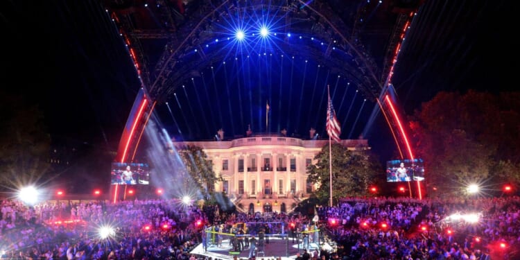 UFC Freedom 250 is seen on the South Lawn of the White House on June 14, 2026, in Washington, D.C.