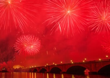 Fireworks are seen in the air on July 5, 2026.